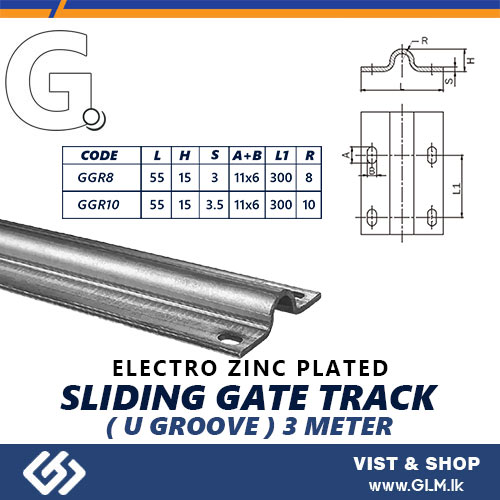 G. ELECTRO MILD STEEL ZINC PLATED SLIDING TRACK R10 U TYPE(GROOVE) 3 METER