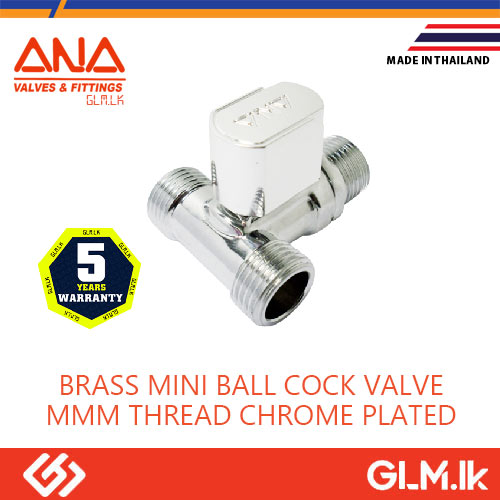 ANA BRASS MINI BALL COCK VALVE MMM THREAD CHROME PLATED  1/2