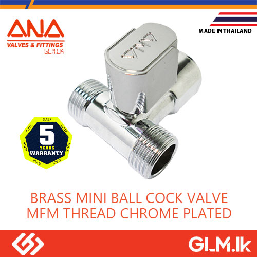 ANA BRASS MINI BALL COCK VALVE MFM THREAD CHROME PLATED  1/2
