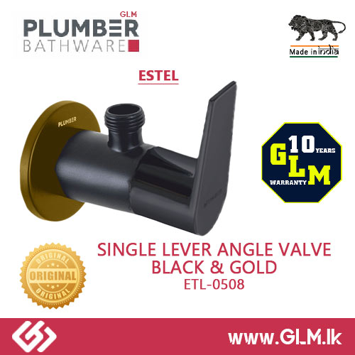 PLUMBER SINGLE LEVER ANGLE VALVE   BLACK & GOLD  1/2
