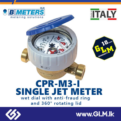 BMETERS SINGLE JET WATER METER 1/2” , WET DIAL,DIRECT READING WITH AN ANTI-FRAUD RING WITH 360° ROTATING LID