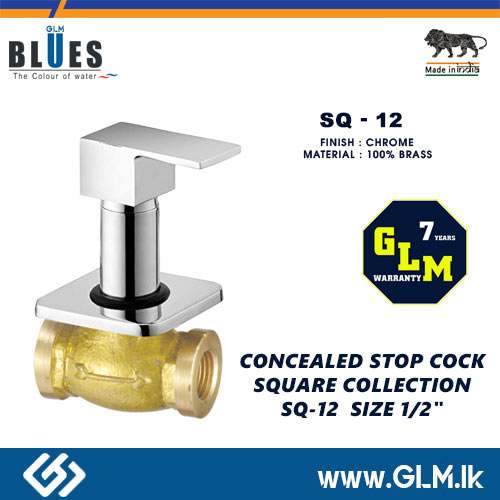 BLUES CONCEALED STOP COCK  SQUARE COLLECTION SQ-12  SIZE 1/2