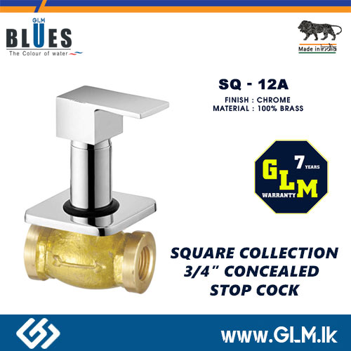 BLUES CONCEALED STOP COCK  SQUARE COLLECTION SQ-12A  SIZE 3/4