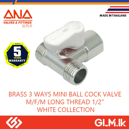 ANA BRASS 3 WAYS MINI BALL COCK VALVE M/F/M LONG THREAD 1/2