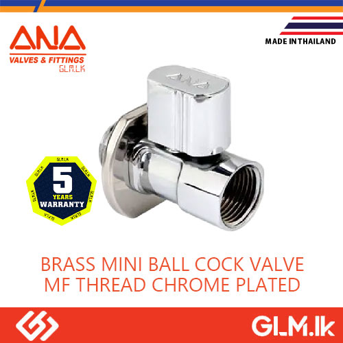 ANA BRASS MINI BALL COCK VALVE MF THREAD CHROME PLATED  1/2