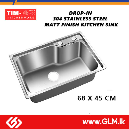 TIM-FLEX DROP-IN STAINLESS STEEL KITCHEN SINK  68 X 45 CM