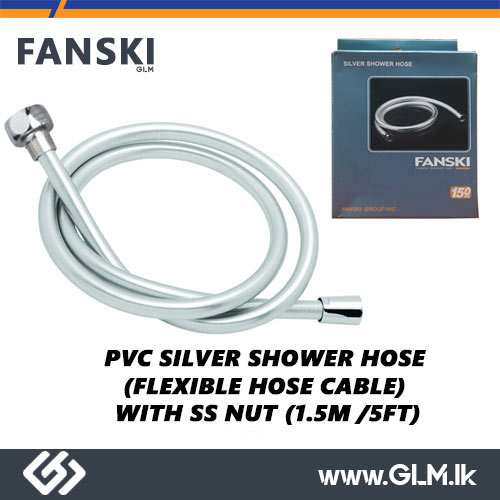 FANSKI PVC SILVER SHOWER HOSE  (FLEXIBLE HOSE CABLE)  WITH SS NUT (1.5M /5FT)