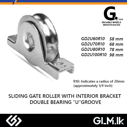 G. (DOT) SLIDING GATE ROLLER WITH INTERIOR BRACKET DOUBLE BEARING “U” GROOVE 58MM