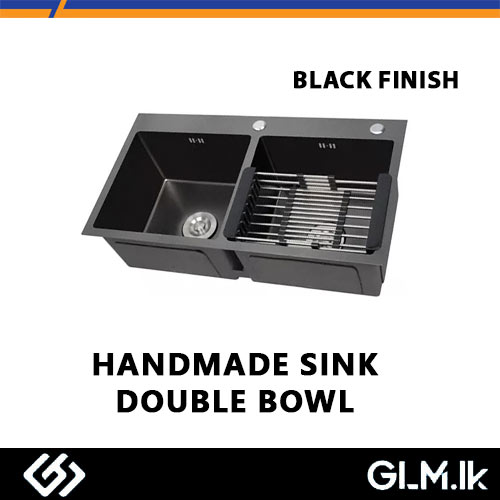 SS HANDMADE SINK DOUBLE BOWL BLACK
