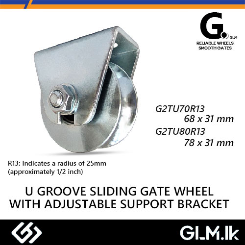 G. (DOT) U GROOVE SLIDING GATE WHEEL WITH ADJUSTABLE SUPPORT BRACKET 68MM