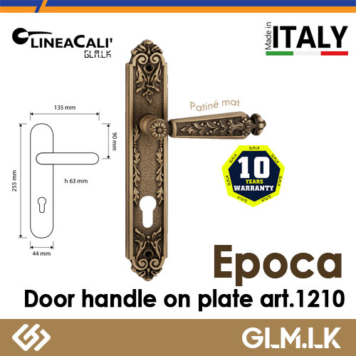 LINEA CALI EPOCA DOOR HANDLE ON PLATE – ART. 1210 – PATINÉ MAT