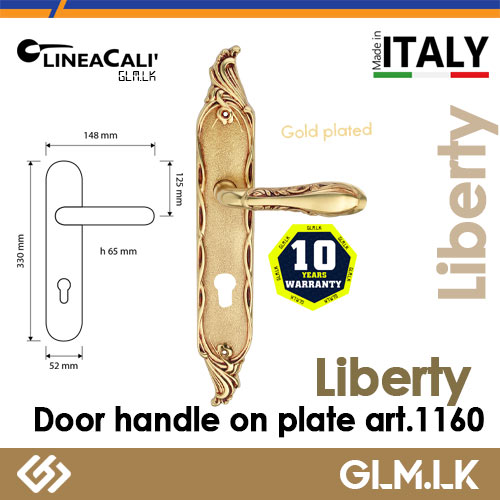LINEA CALI LIBERTY DOOR HANDLE ON PLATE – ART. 1160 – GOLD PLATED