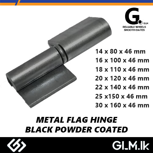 G. METAL FLAG HINGE – BLACK POWDER COATED   14 X 80 X 46 MM