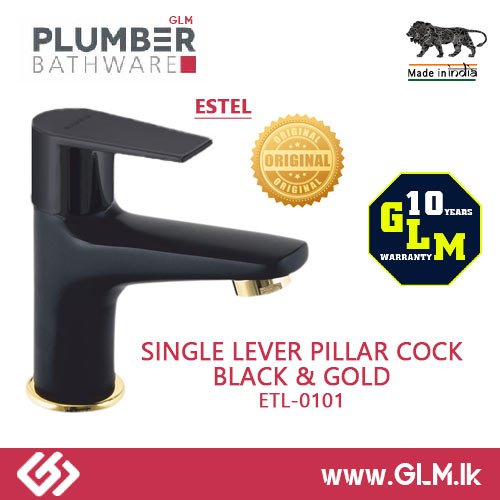 PLUMBER SINGLE LEVER PILLAR COCK   BLACK & GOLD  1/2
