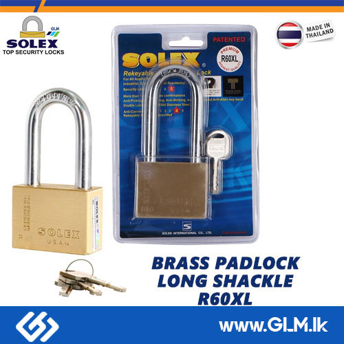 SOLEX PREMIUM HIGH SECURITY BRASS PADLOCK  LONG SHACKLE R60XL