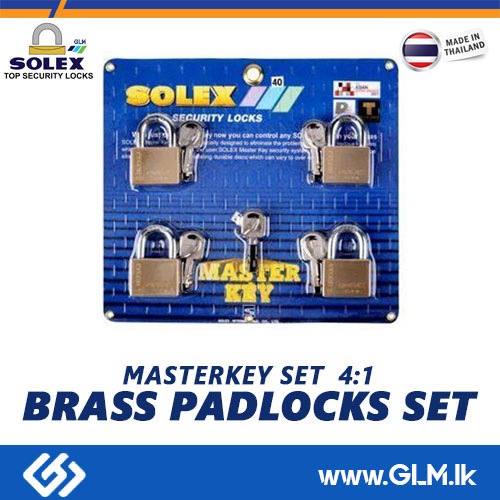 SOLEX MASTERKEY SET 4:1   BRASS PADLOCKS SET 50 MM