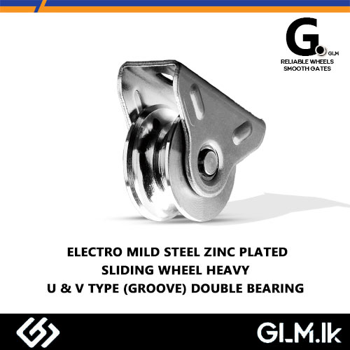 G. ELECTRO MILD STEEL ZINC PLATED SLIDING WHEEL HEAVY U&V TYPE(GROOVE) DOUBLE BEARING 100MM