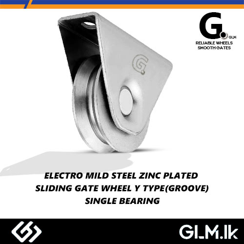 G. ELECTRO MILD STEEL ZINC PLATED SLIDING GATE WHEEL Y TYPE(GROOVE) SINGLE BEARING 50MM