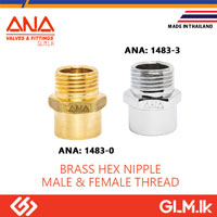 ANA BRASS HEX NIPPLE MALE & FEMALE THREAD  1/2
