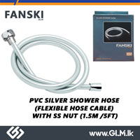 FANSKI PVC SILVER SHOWER HOSE  (FLEXIBLE HOSE CABLE)  WITH SS NUT (1.5M /5FT)