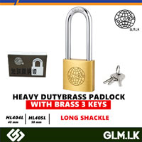GLOBE HEAVY DUTY BRASS PADLOCK WITH BRASS 3 KEYS – LONG SHACKLE  HL404L – 40 MM