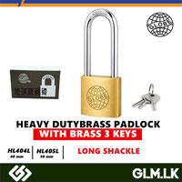 GLOBE HEAVY DUTY BRASS PADLOCK WITH BRASS 3 KEYS – LONG SHACKLE  HL404L – 40 MM