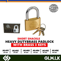 GLOBE HEAVY DUTY BRASS PADLOCK WITH BRASS 3 KEYS – SHORT SHACKLE  HL405 – 50 MM