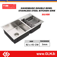 TIM-FLEX HANDMADE DOUBLE BOWL STAINLESS STEEL KITCHEN SINK (HONEY COMB, SILVER) 3MM THICKNESS 82 X 45 CM