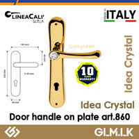LINEA CALI IDEA CRYSTAL DOOR HANDLE ON PLATE – ART. 860 – GOLD PLATED