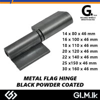 G. METAL FLAG HINGE – BLACK POWDER COATED  25 X 150 X 46 MM