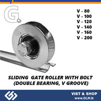 G. SLIDING GATE ROLLER WITH BOLT (DOUBLE BEARING, V GROOVE) 120 MM