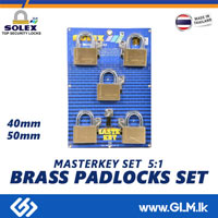 SOLEX MASTERKEY SET 5:1   BRASS PADLOCKS SET 50 MM