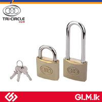 TRICIRCLE BRASS PADLOCKS WITH BRASS KEY LONG SHACKLE  1 1/4