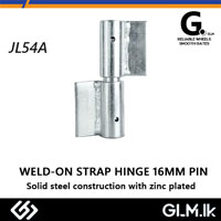 G. WELD-ON STRAP HINGE   16MM PIN – SOLID STEEL CONSTRUCTION   ZINC PLATED FINISH